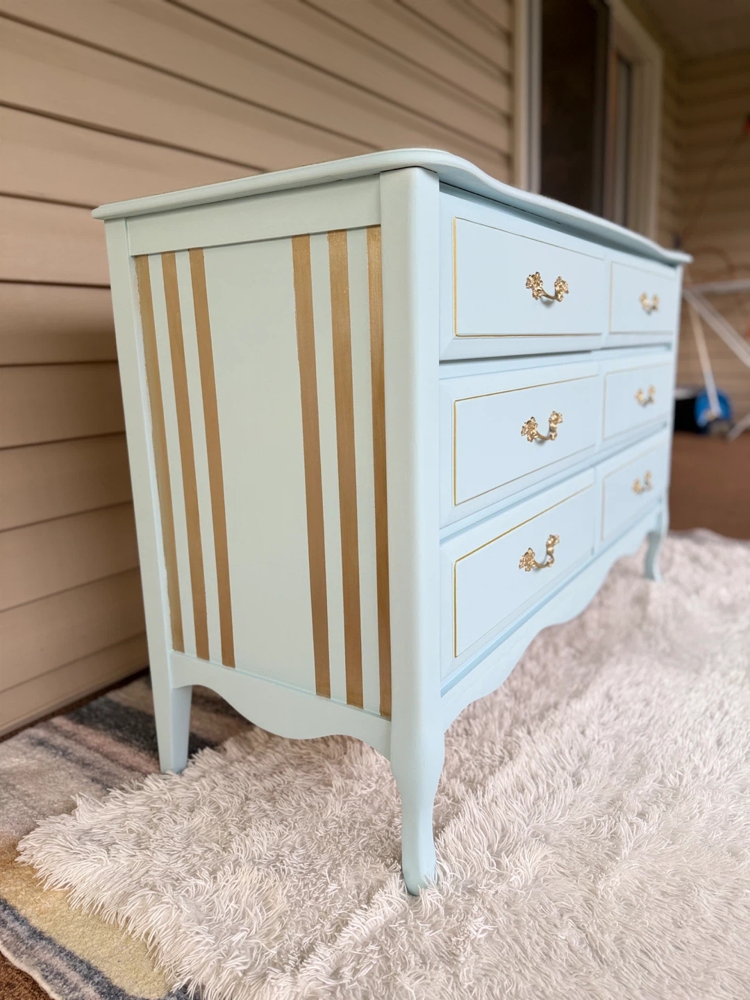Light Blue Dresser with Gold Accents - photo 3