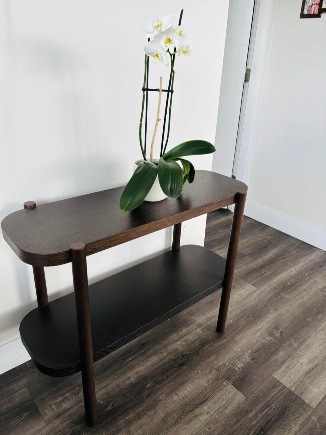 Dark Wood 2-Tier Console Table