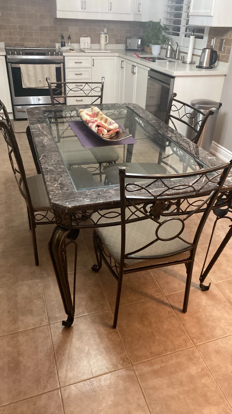 Glass Top Dining Table and Chairs Set