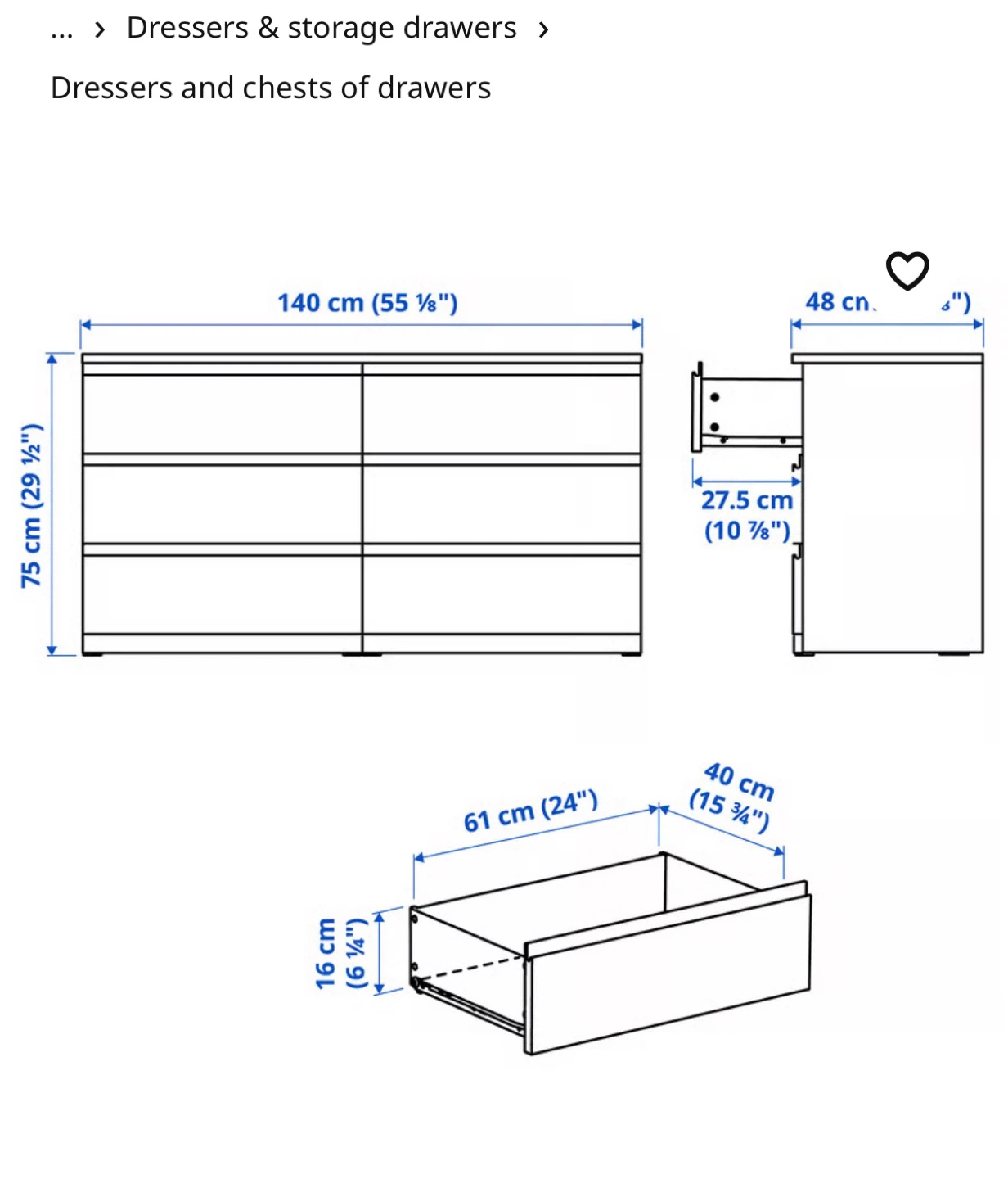 Black 6-Drawer Dresser - IKEA - photo 2