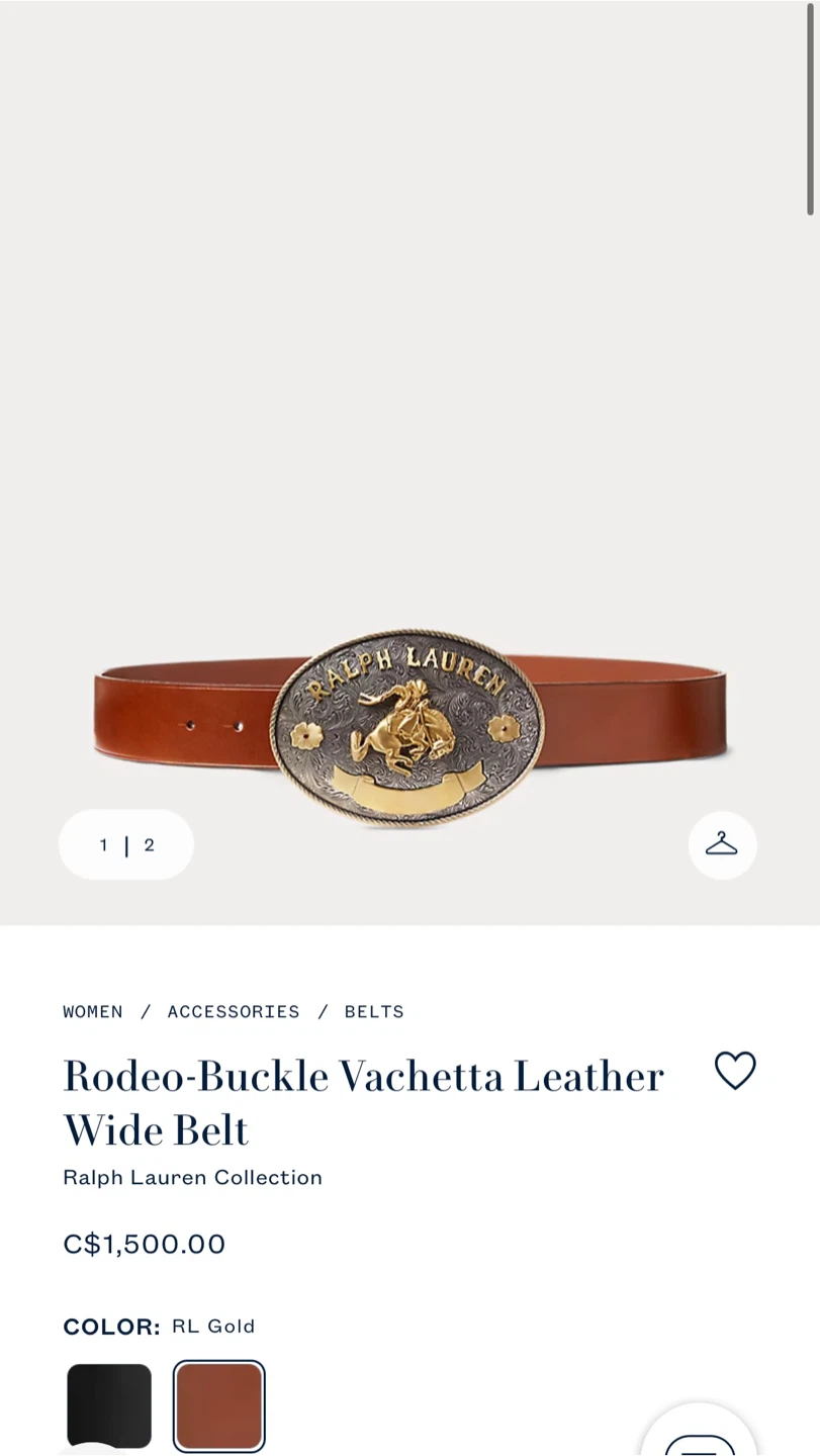 Ralph Lauren Rodeo-Buckle Vachetta Leather Wide Belt