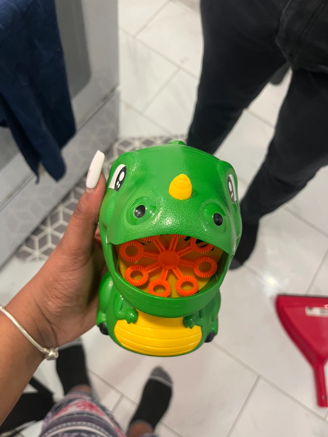 Green Dinosaur Automatic Bubble Machine with 2 Bubble Solutions - photo 2