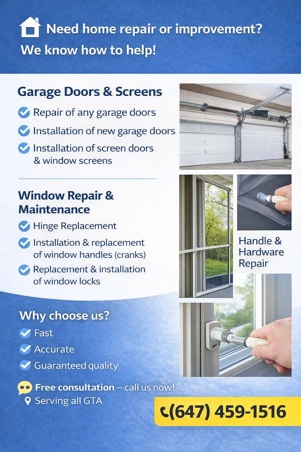 Home Repair Services - Garage Doors & Windows