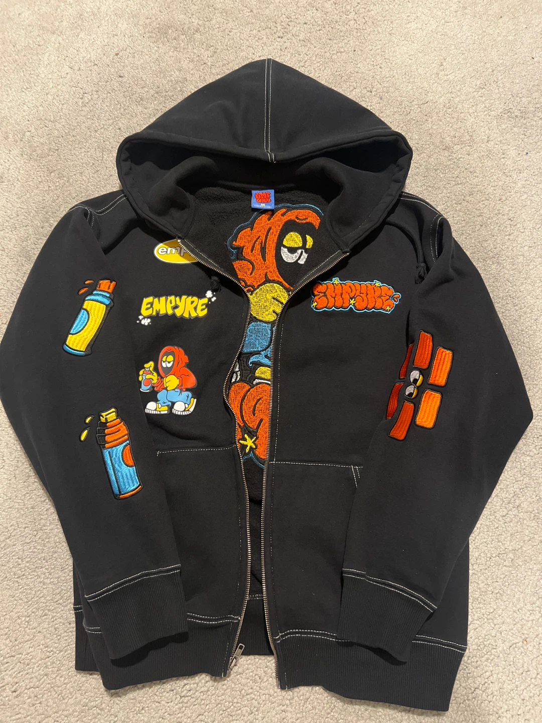 Empyre Black Graphic Zip-Up Hoodie Size Medium