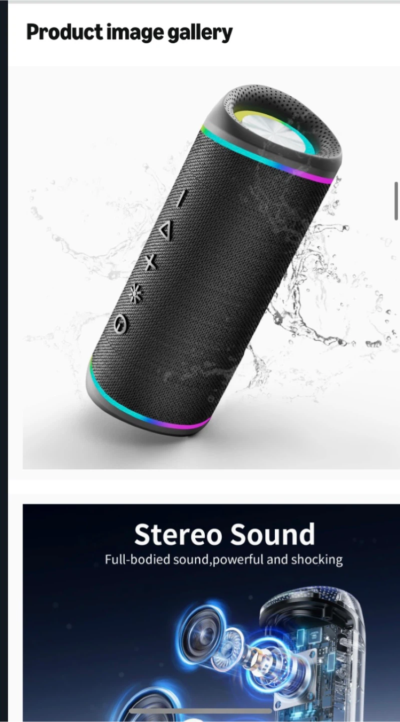 RGB EBS-609 Wireless Speaker Bluetooth 5.3 IPX5 Waterproof