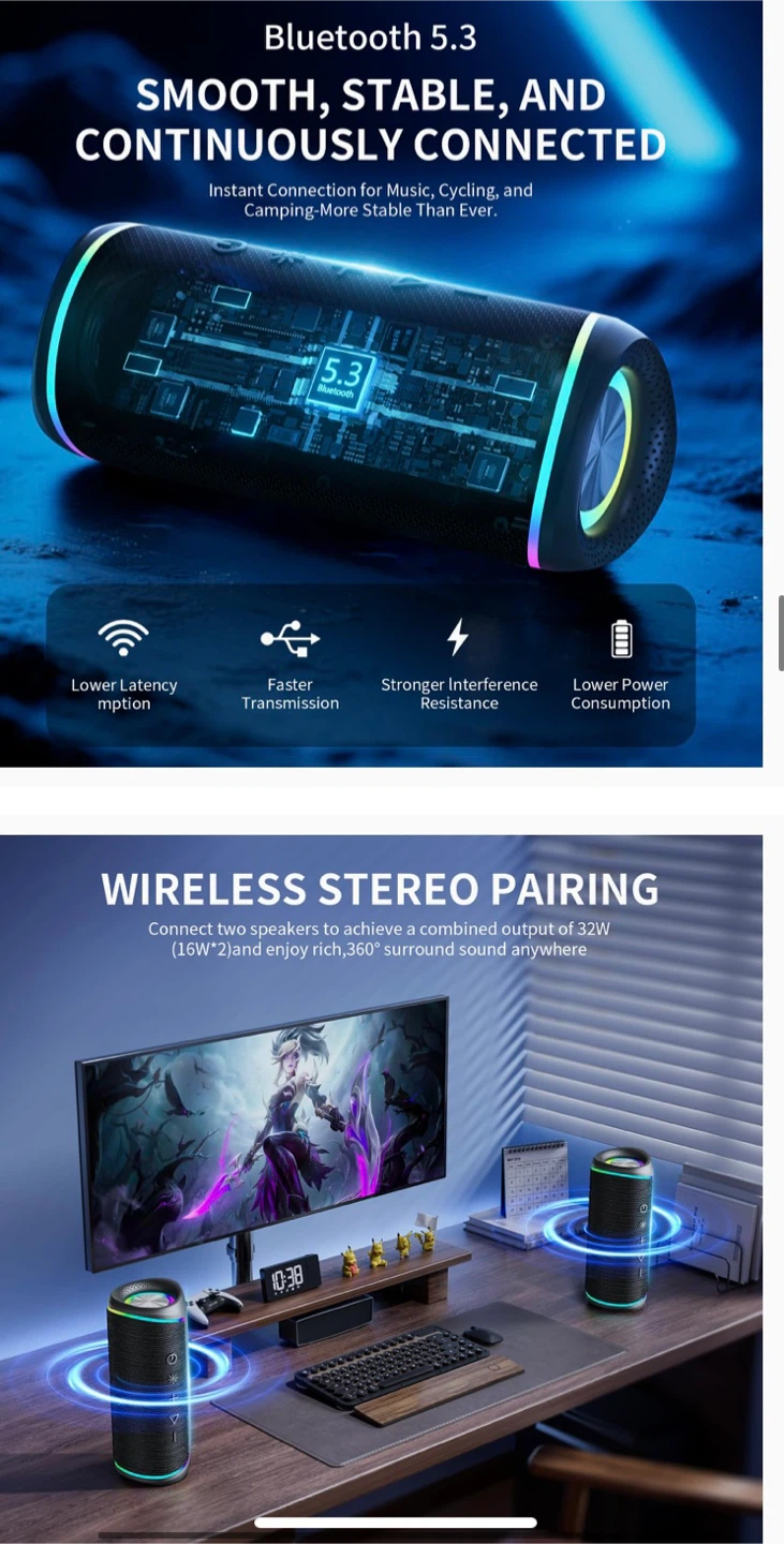 RGB EBS-609 Wireless Speaker Bluetooth 5.3 IPX5 Waterproof - photo 3
