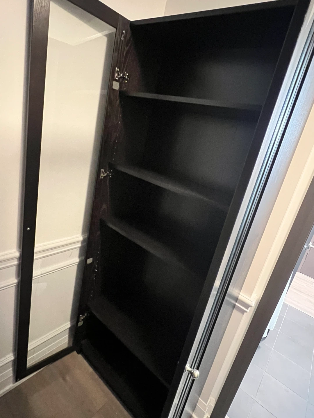 Dark Wood Glass Door Bookshelf - photo 2