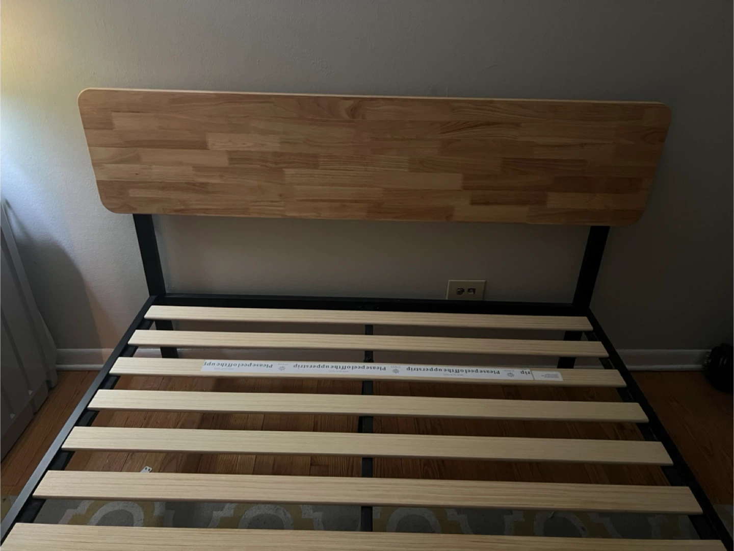 Queen Metal Bed Frame with Wood Headboard - photo 2