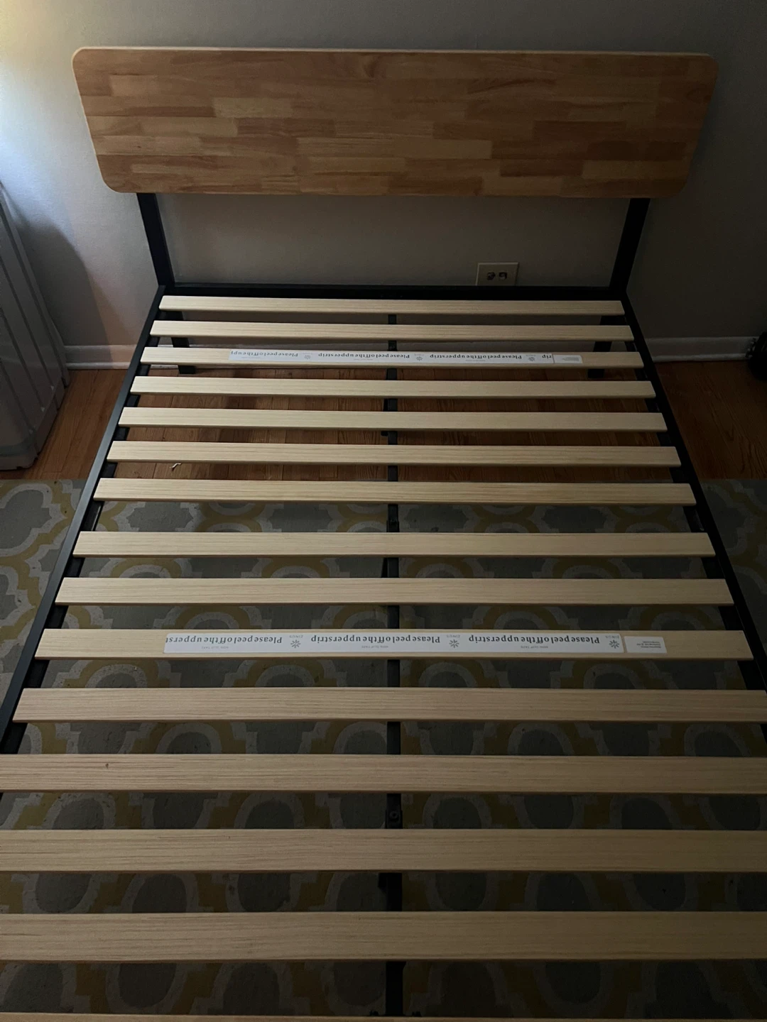 Queen Metal Bed Frame with Wood Headboard - photo 3