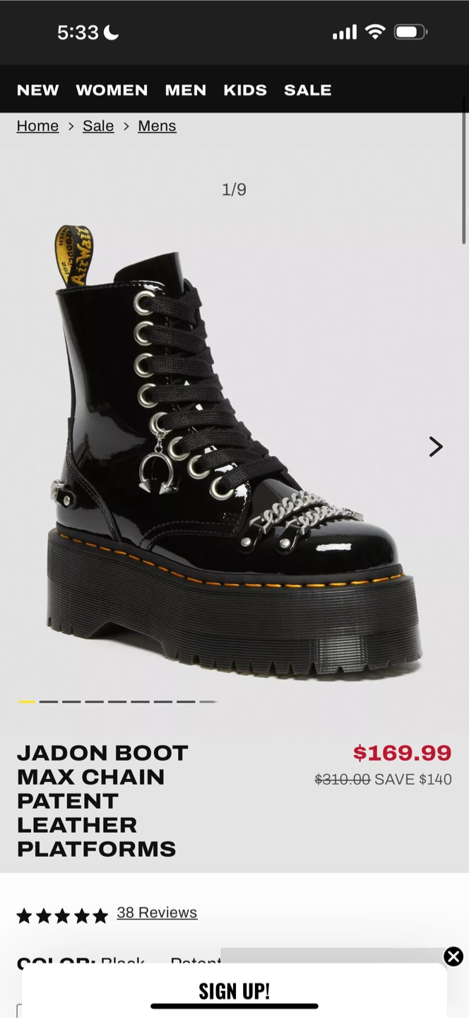 Dr. Martens Jadon Max Chain Patent Leather Platform Boots