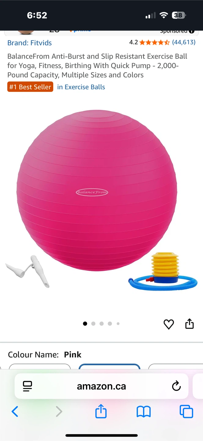 BalanceFrom Anti-Burst Exercise Ball - 55cm, Pink 🥕