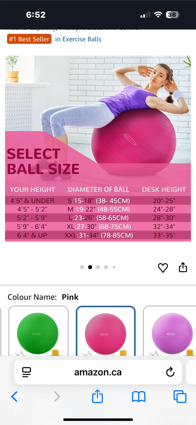 BalanceFrom Anti-Burst Exercise Ball - 55cm, Pink 🥕 - photo 2