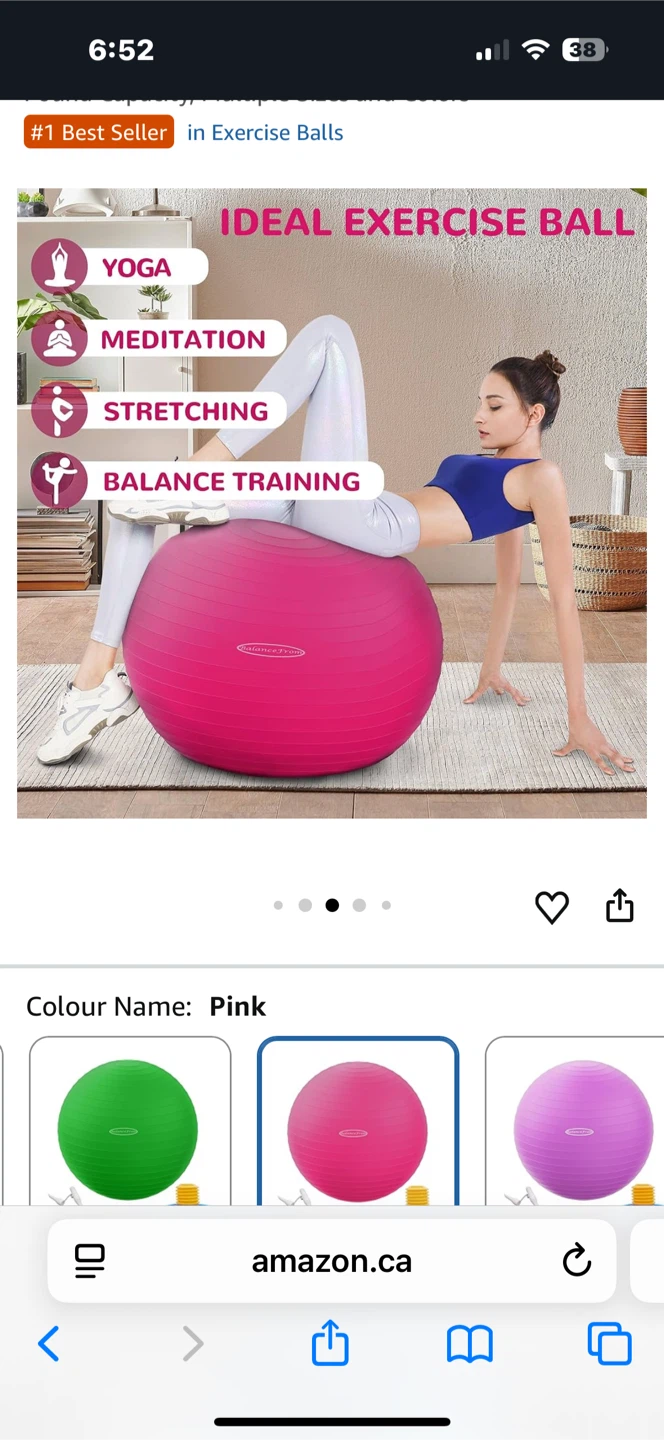 BalanceFrom Anti-Burst Exercise Ball - 55cm, Pink 🥕 - photo 3