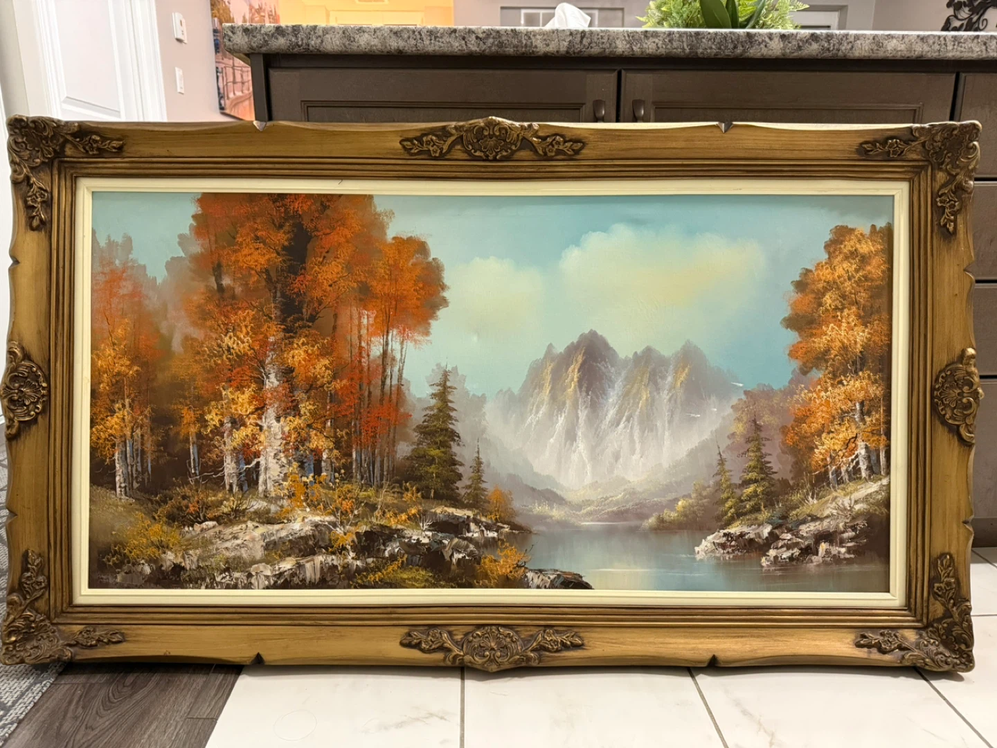 Framed Landscape Oil Painting - Autumn Mountains