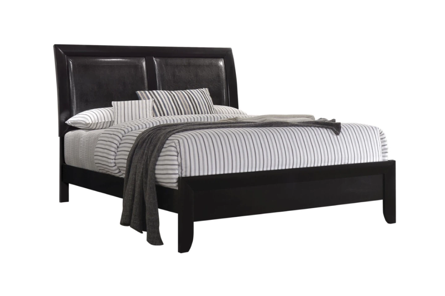 Black Queen Bed Frame with Padded Headboard - photo 3