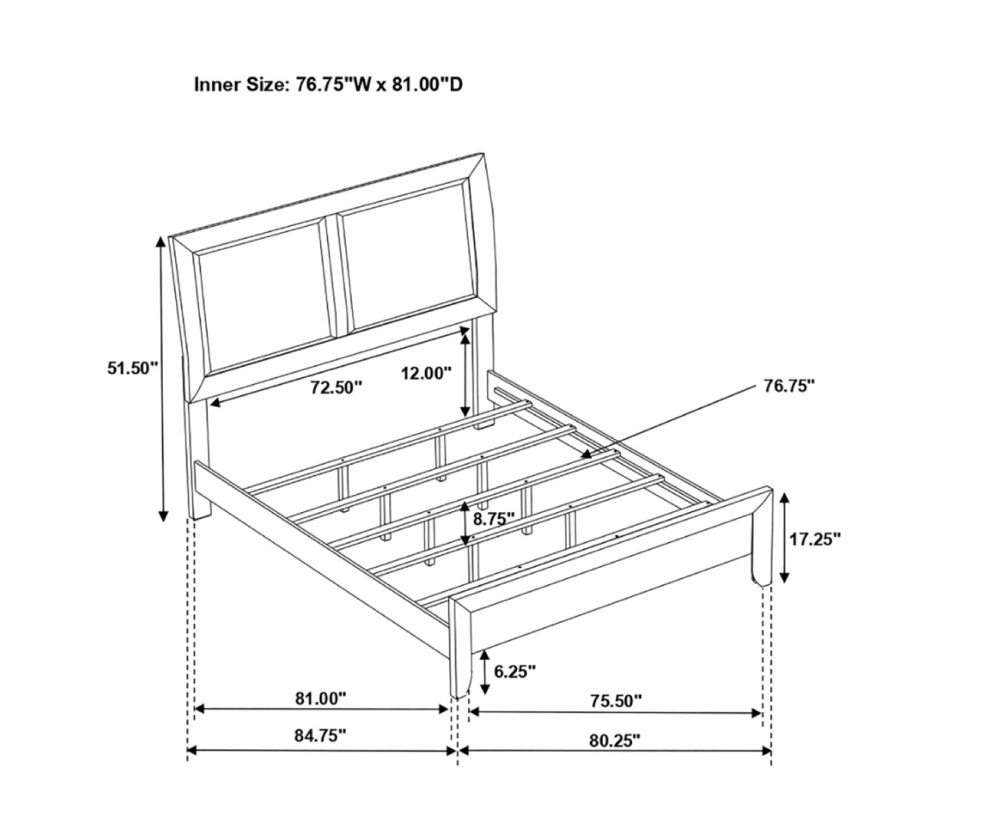Black Queen Bed Frame with Padded Headboard