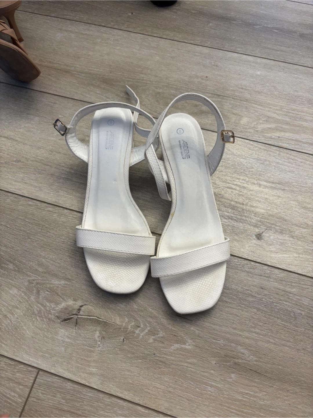 White Block Heel Sandals - ARDENES