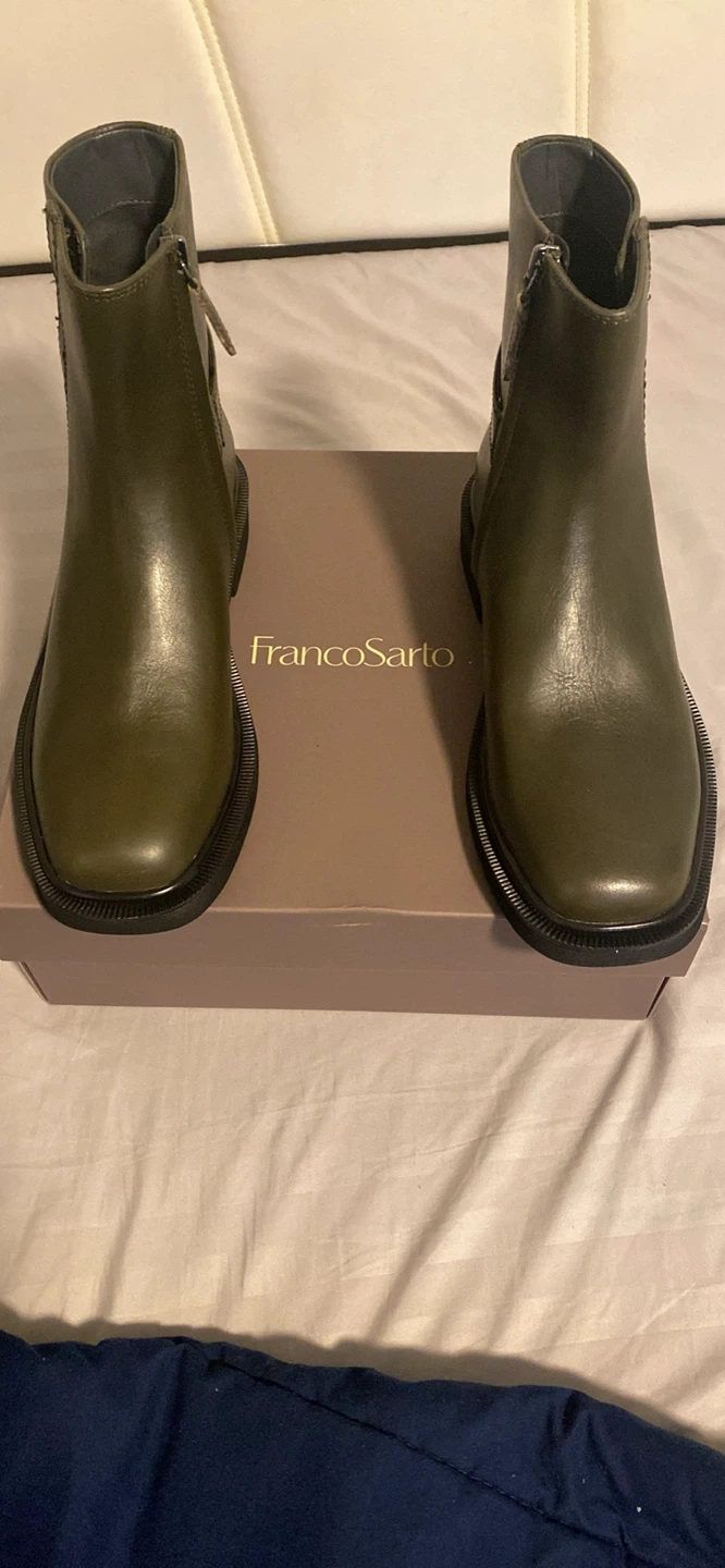 Franco Sarto L-Axel Olive Leather Ankle Boots Size 8.5 - photo 3