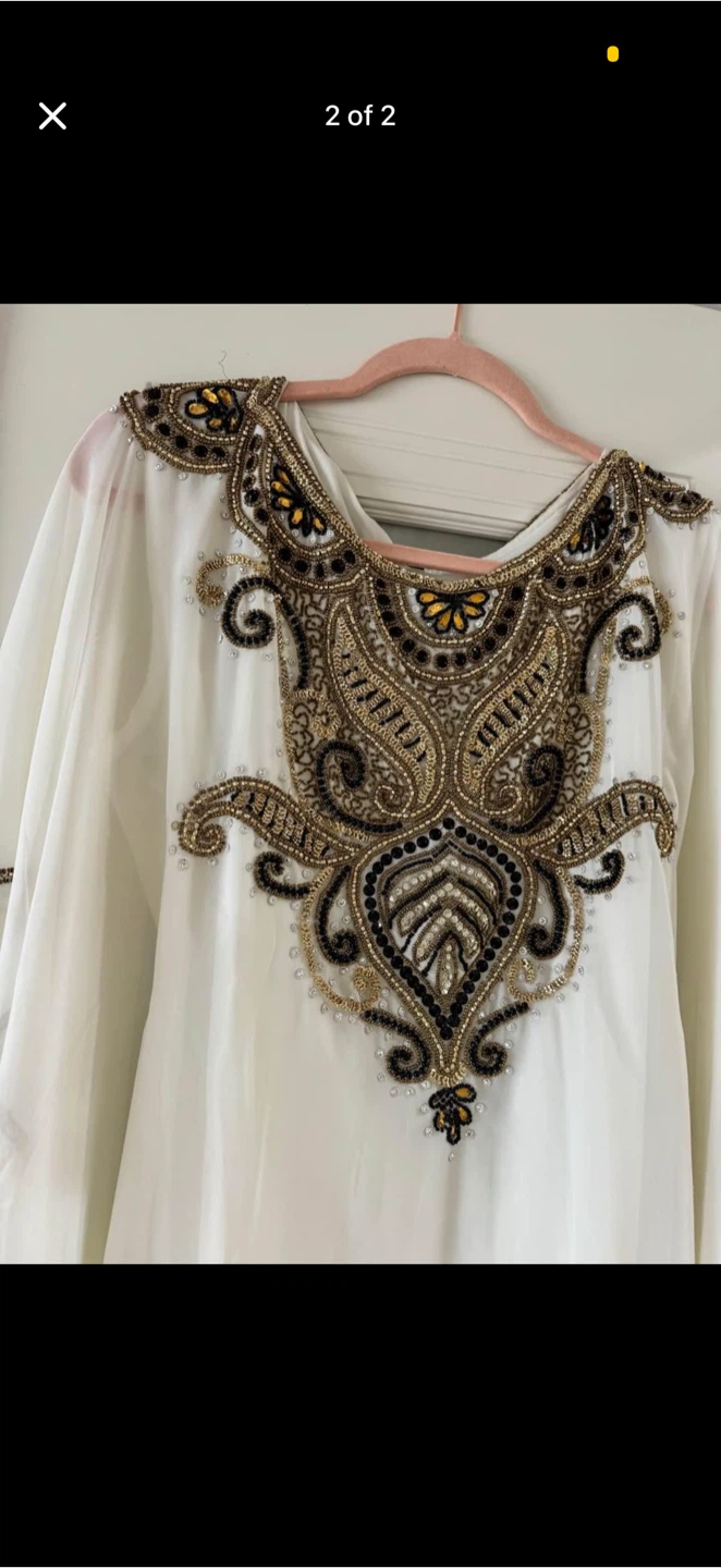 White Beaded Kaftan Dress - photo 2