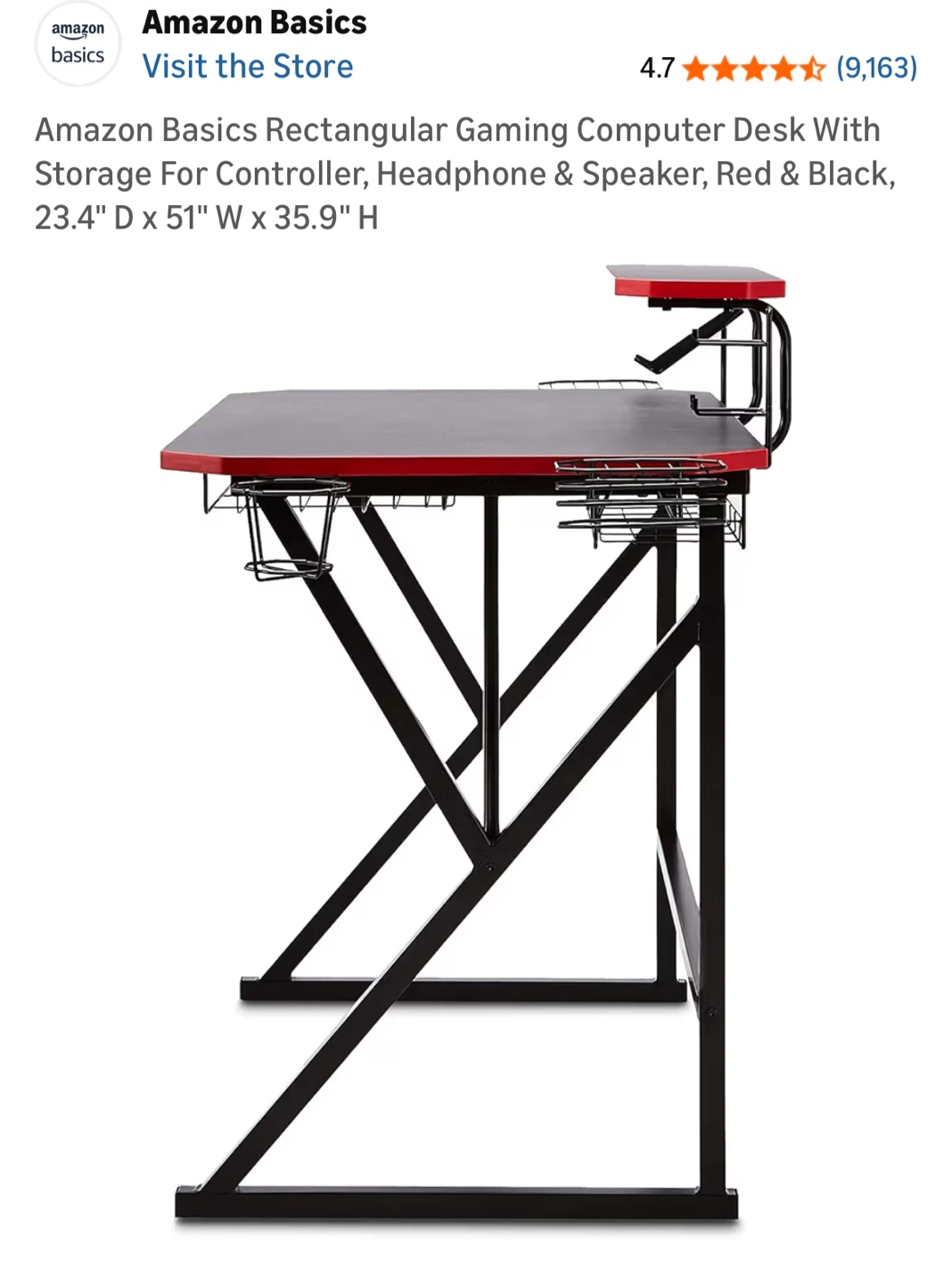 Amazon Basics Gaming Computer Desk - photo 5