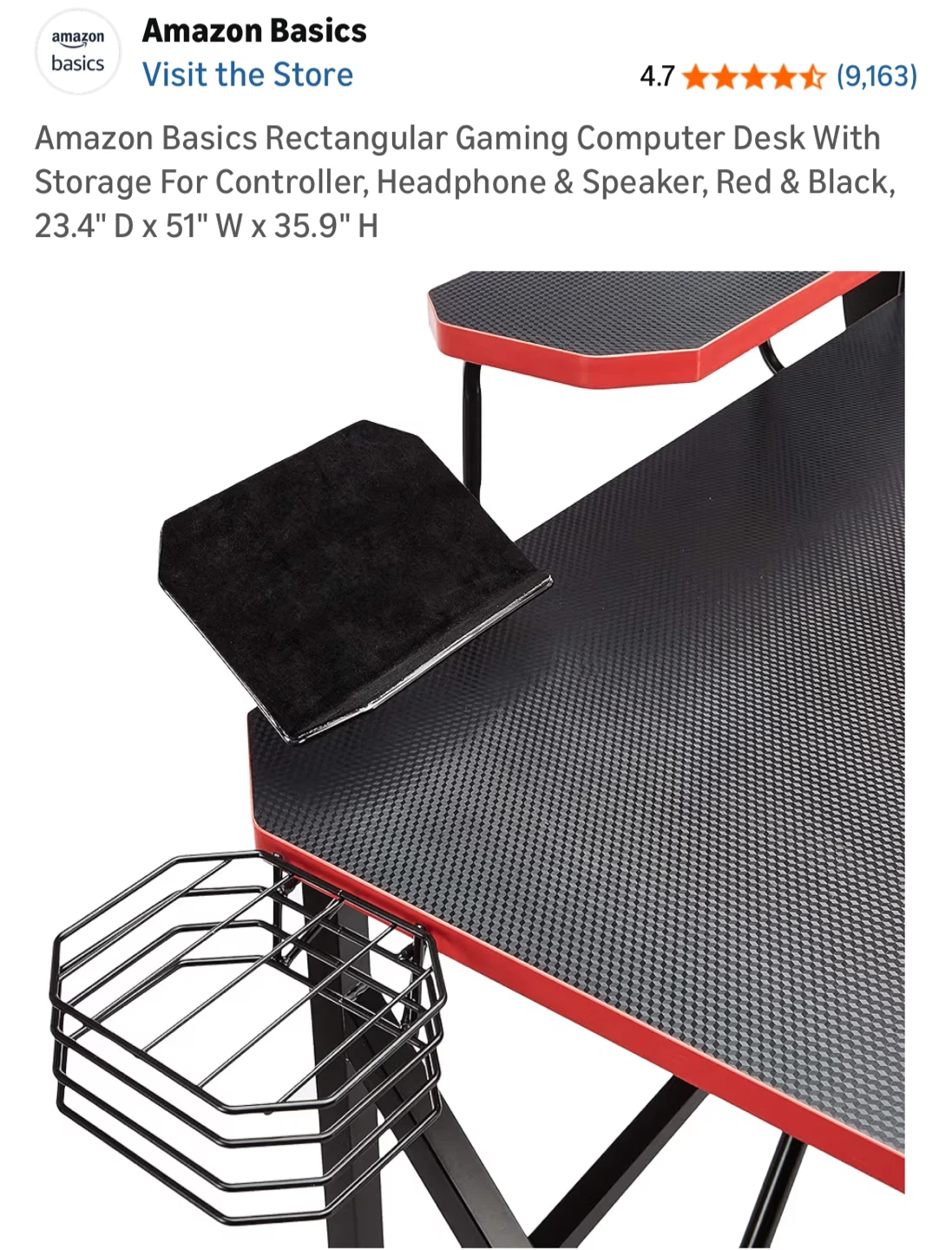 Amazon Basics Gaming Computer Desk - photo 4