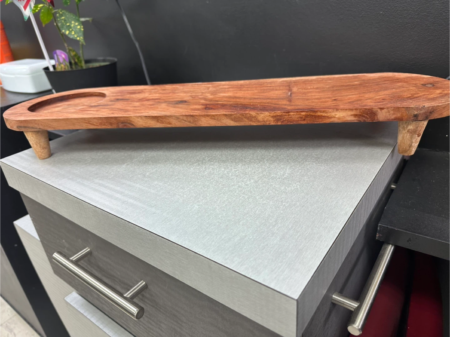 Wooden Serving Tray with Circular Indentation - photo 2