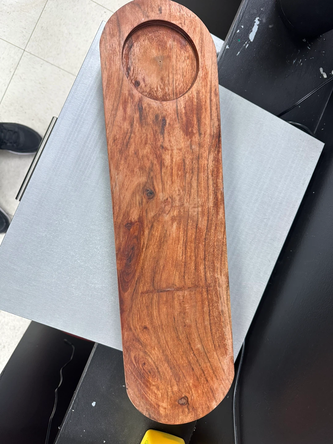 Wooden Serving Tray with Circular Indentation