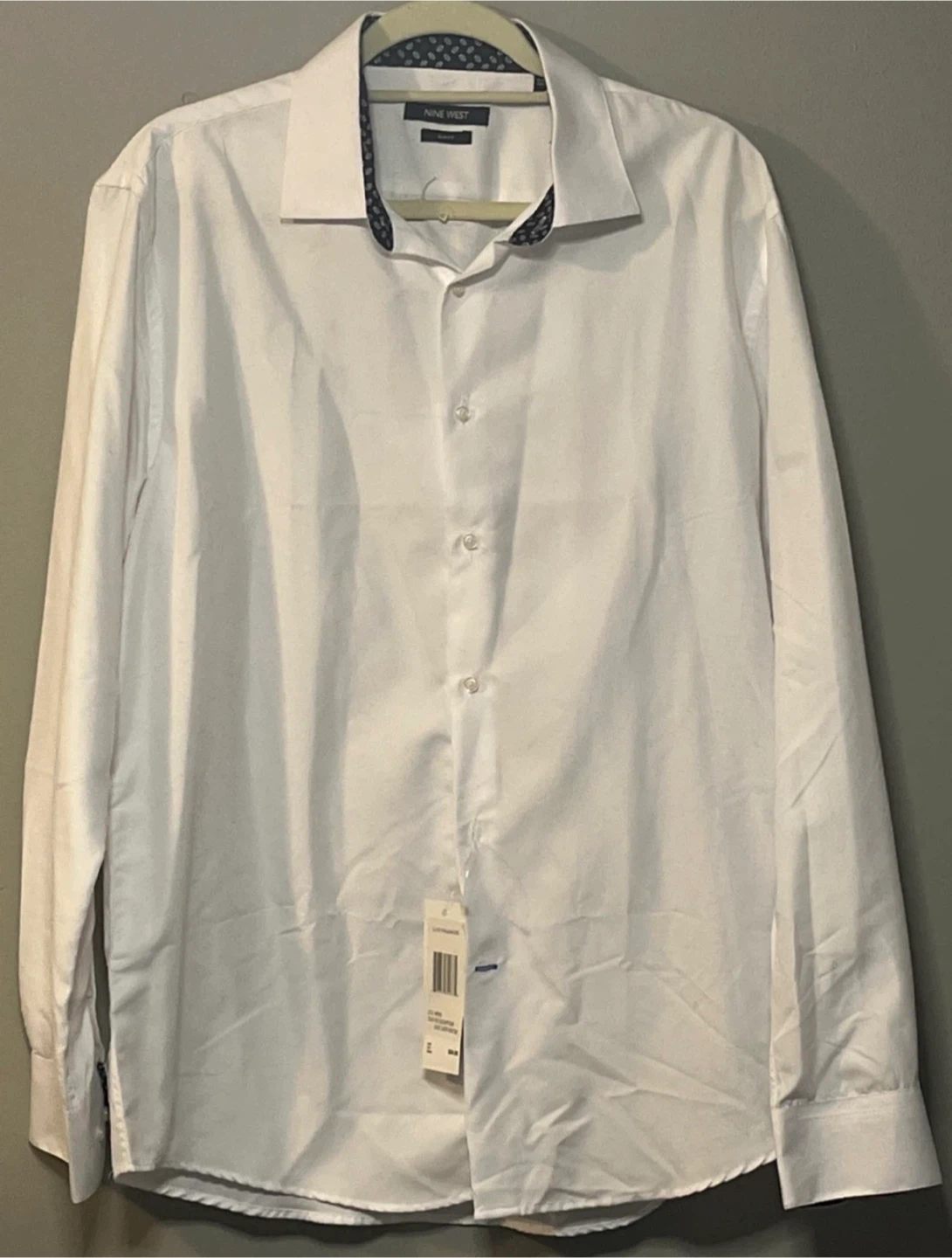Nine West Men's White Long Sleeve Dress Shirt
