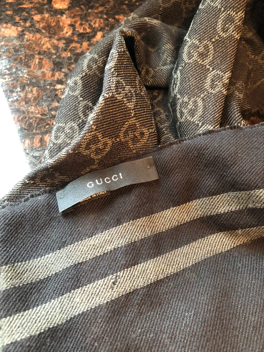 GUCCI Dark Grey Wool Scarf - photo 2
