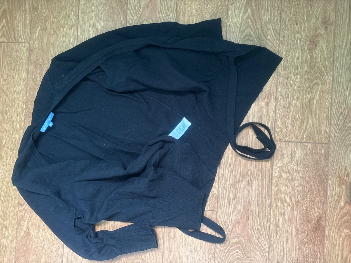 Black Cardigan Sweater with Tie Details - photo 3