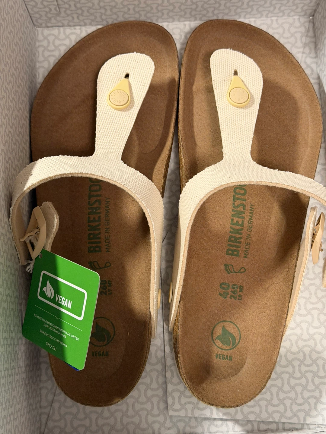 Birkenstock Gizeh Vegan Sandals Size 40 Cream - photo 2