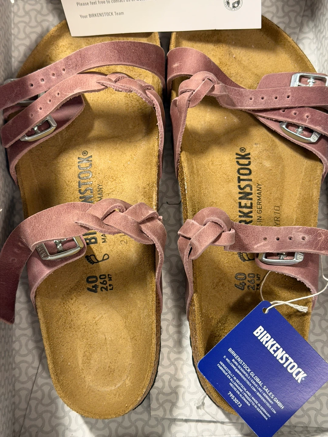 Birkenstock Franca Braided Sandals Rosewood Size 40