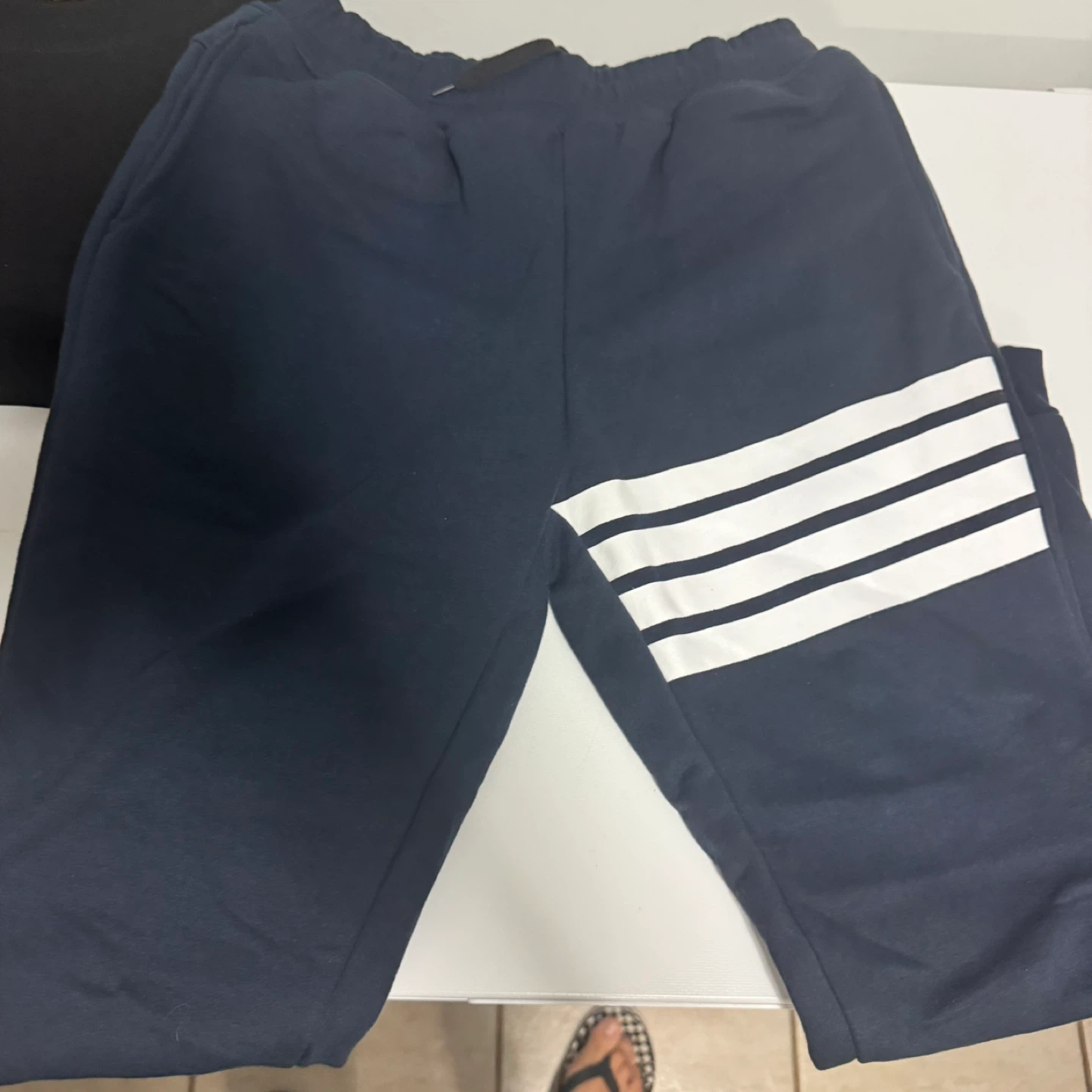Thom Browne Navy Sweatpants with White Stripes