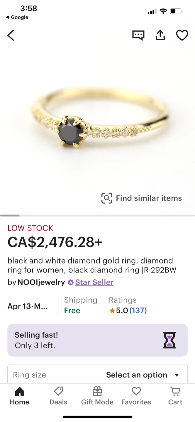 1/2 carat authentic, black, and white diamonds