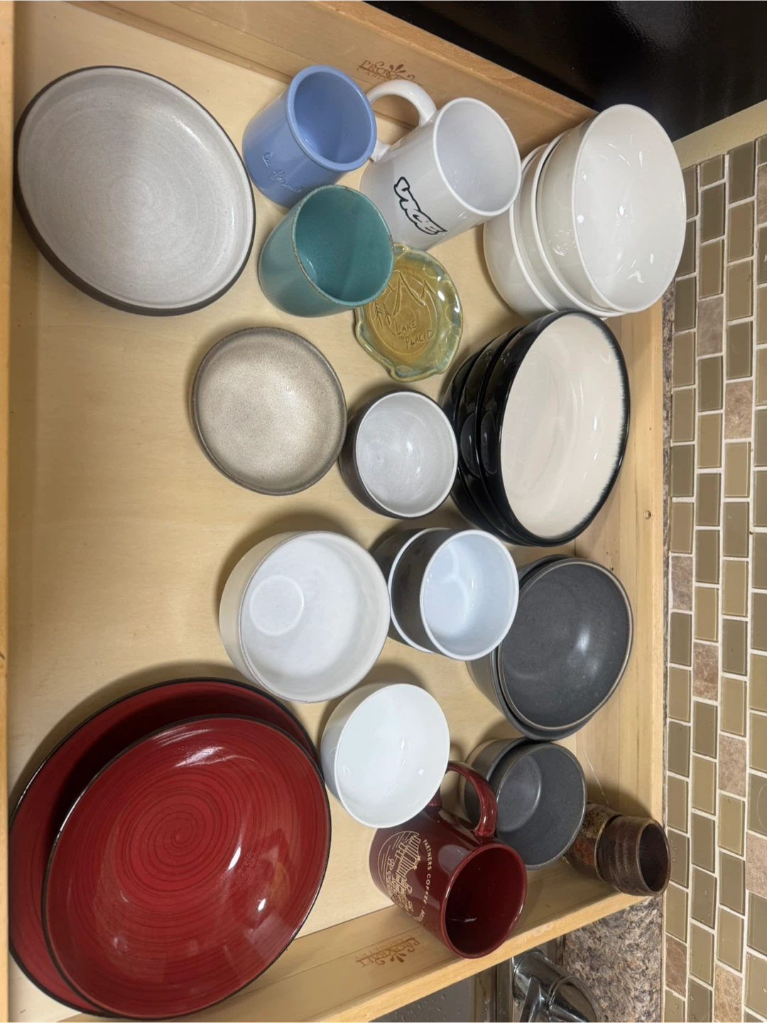 Assorted Ceramic Mugs, Bowls, and Plates