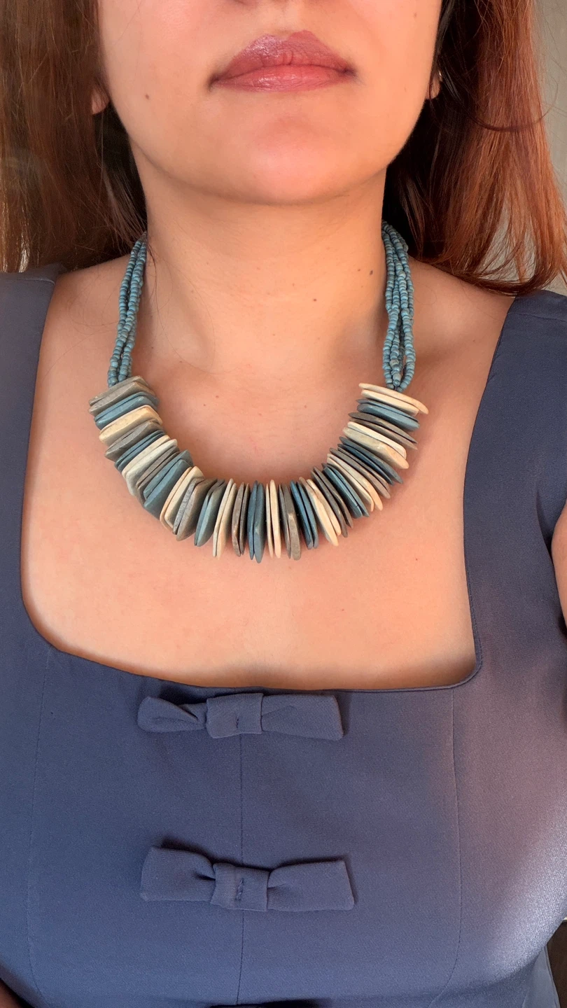 Statement Necklace with Wooden Beads