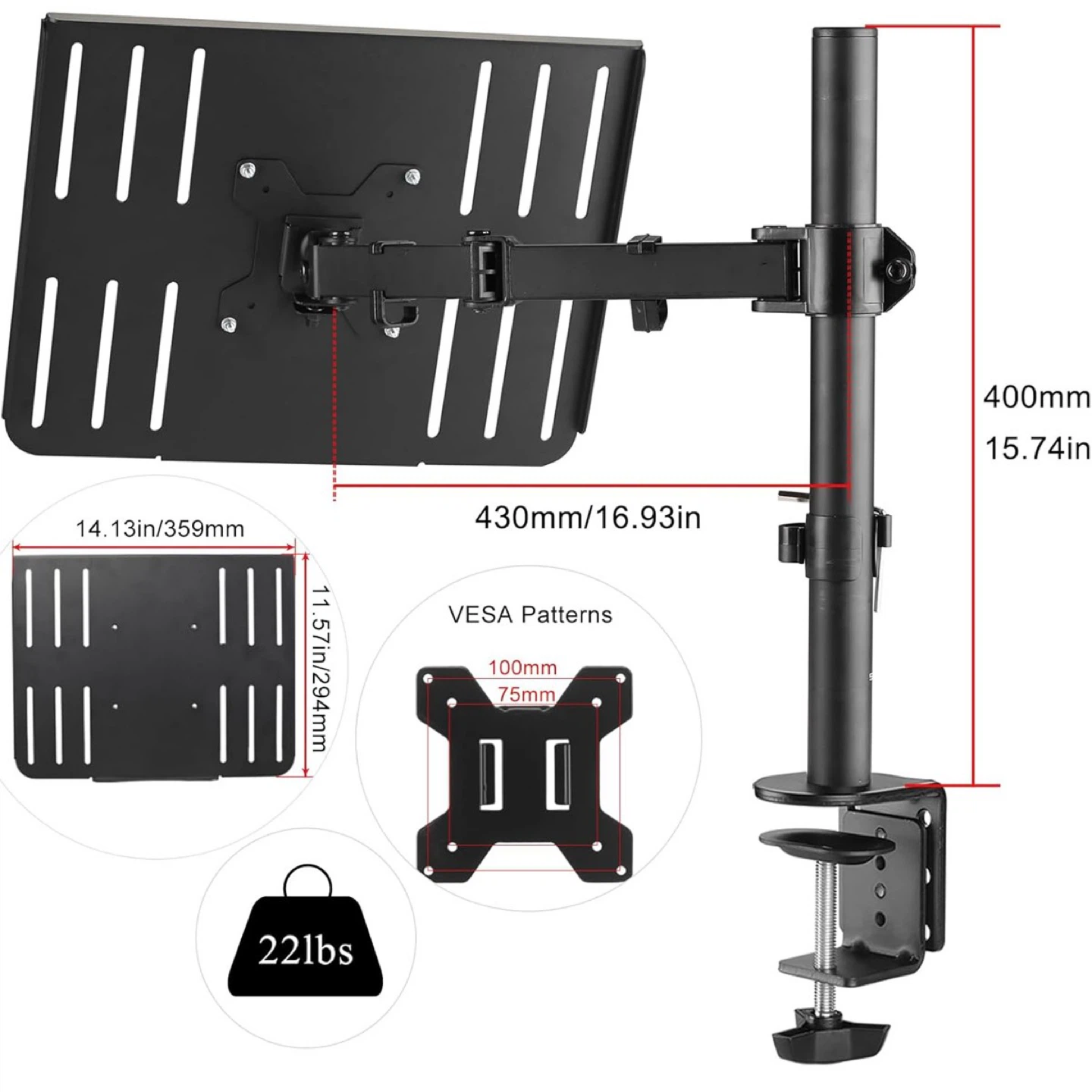 MONITOR STAND W/LAPTOP TRAY (SUPTEK) - photo 2