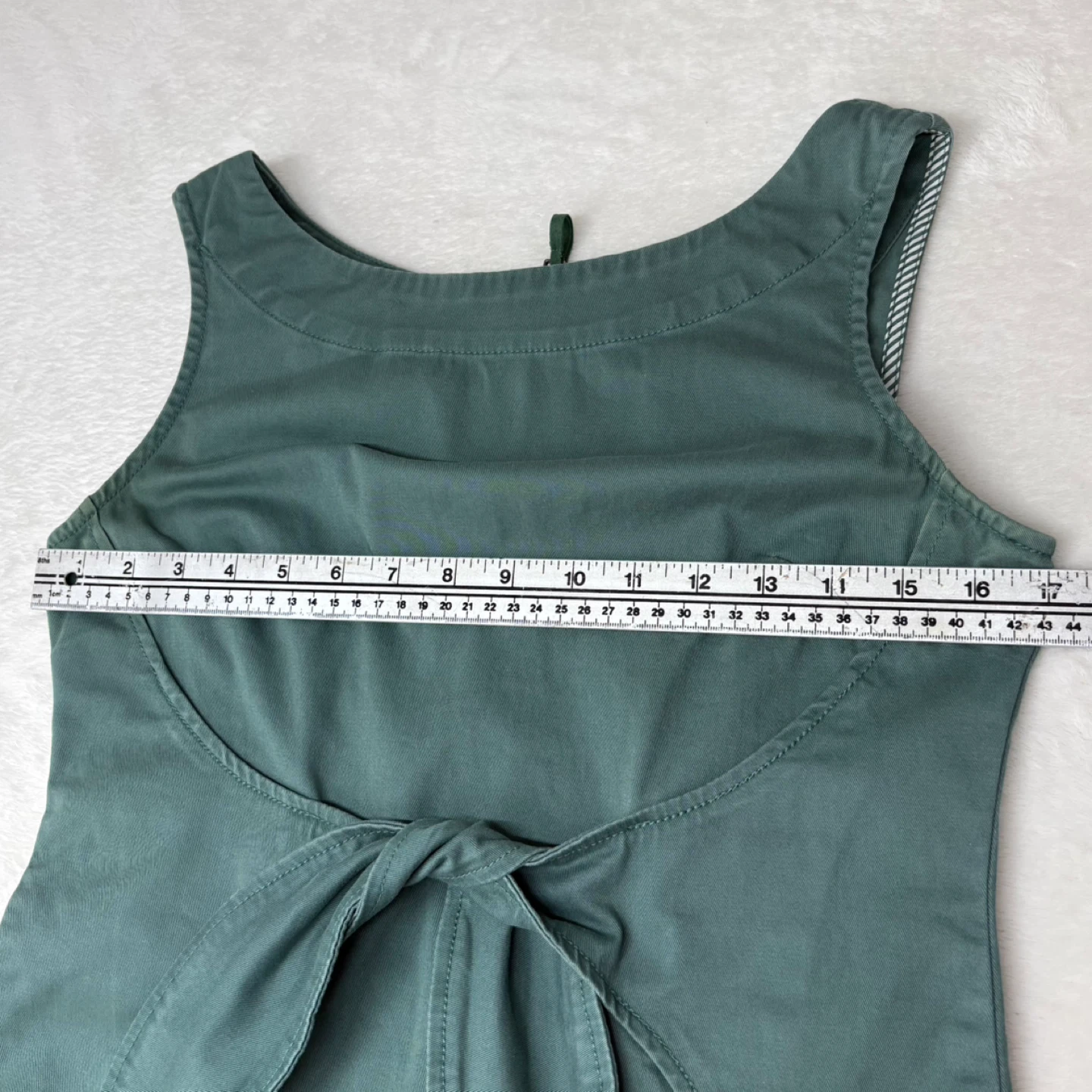 Holding Horses Anthropologie Green Denim Tie Front Dress Size 0 - photo 5