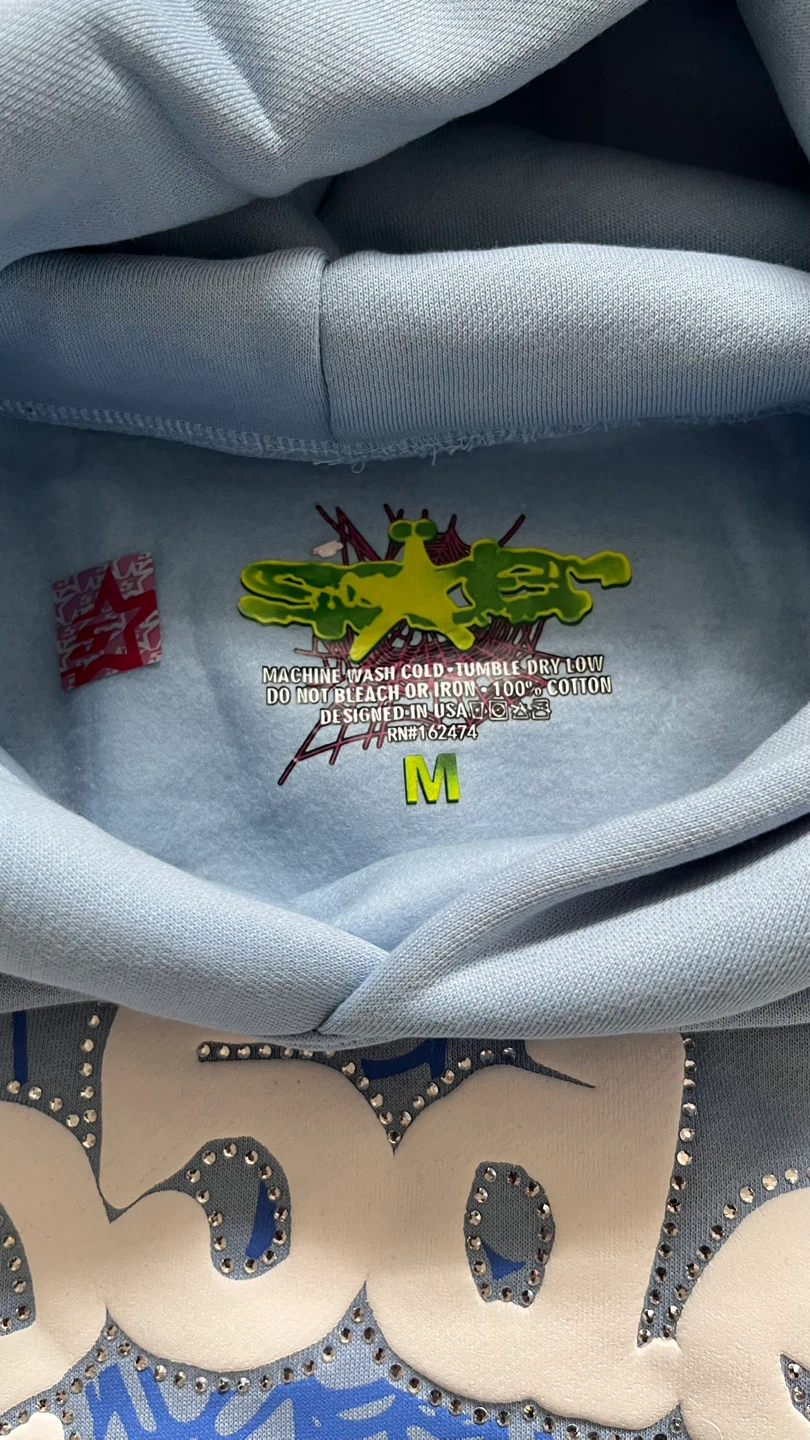 Light blue Sp5der hoodie - photo 4