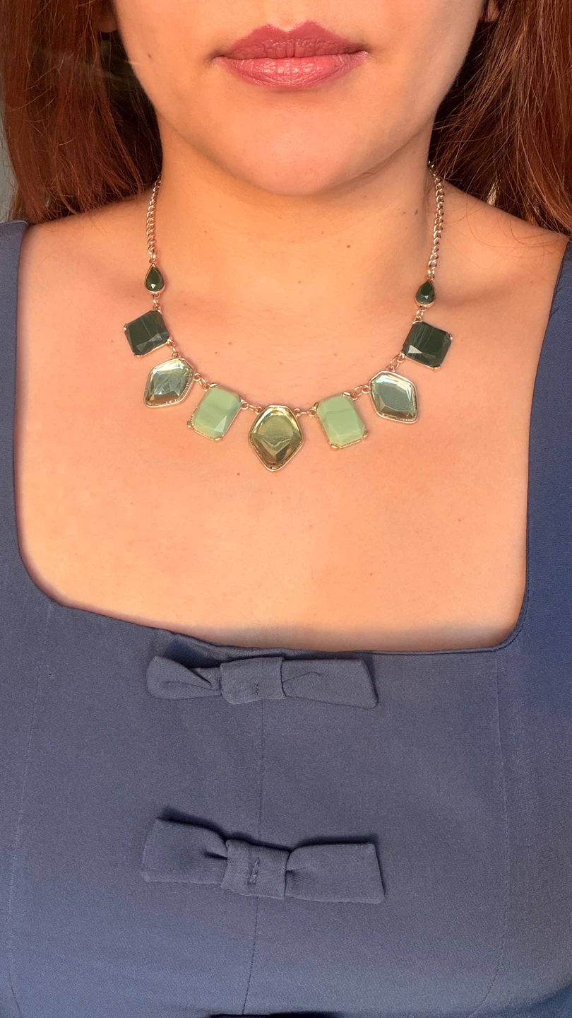 Gold-tone Gemstone Statement Necklace - photo 3