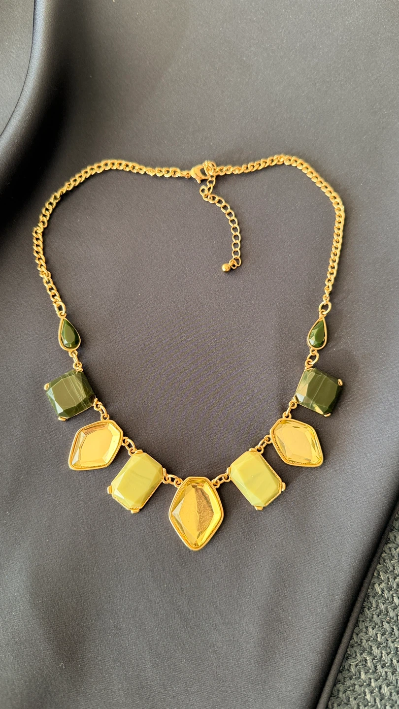Gold-tone Gemstone Statement Necklace - photo 2