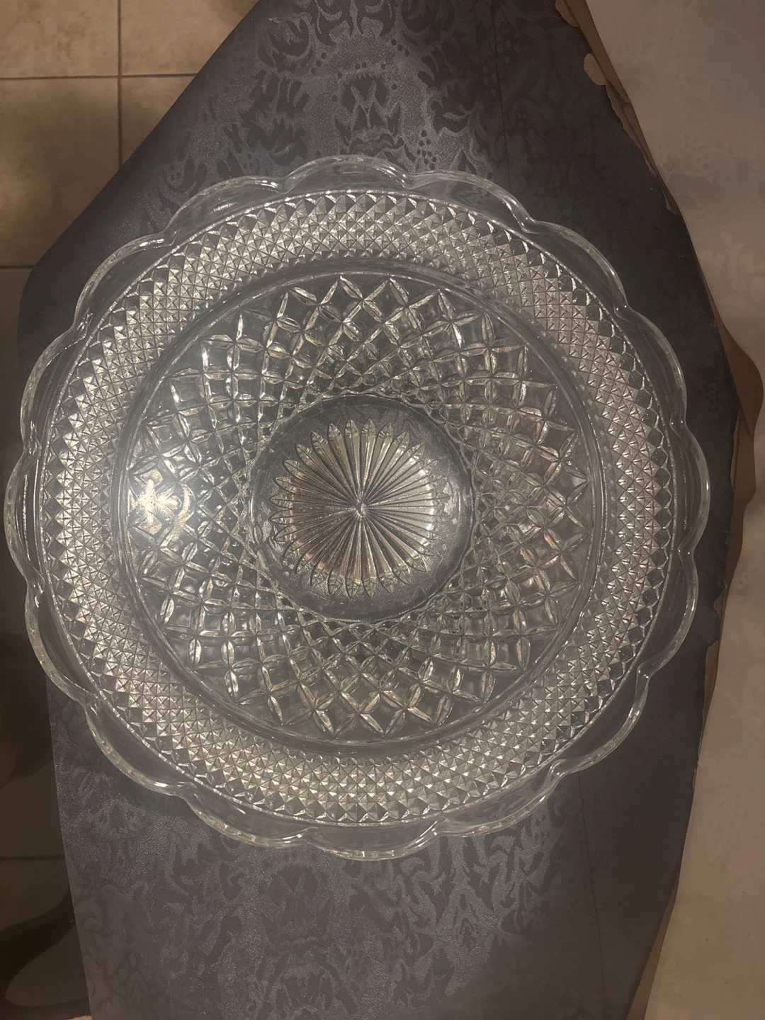 Clear Glass Serving Platter with Scalloped Edge - photo 2