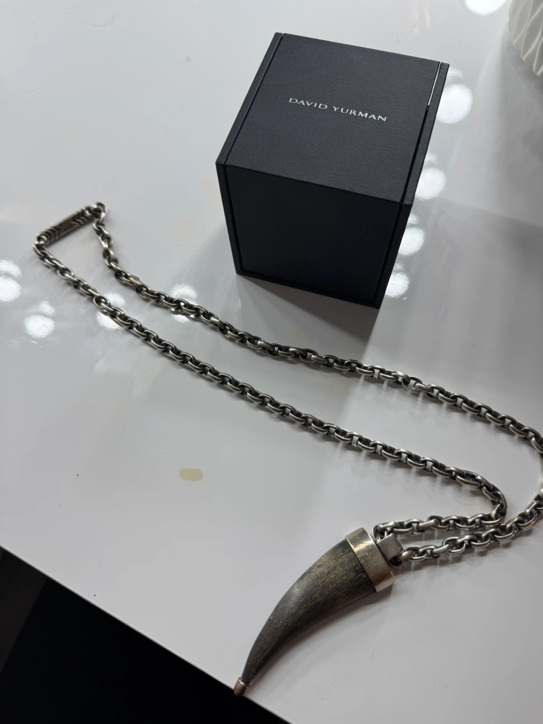 David Yurman Sterling Silver Chain Necklace with Horn Pendant - photo 2