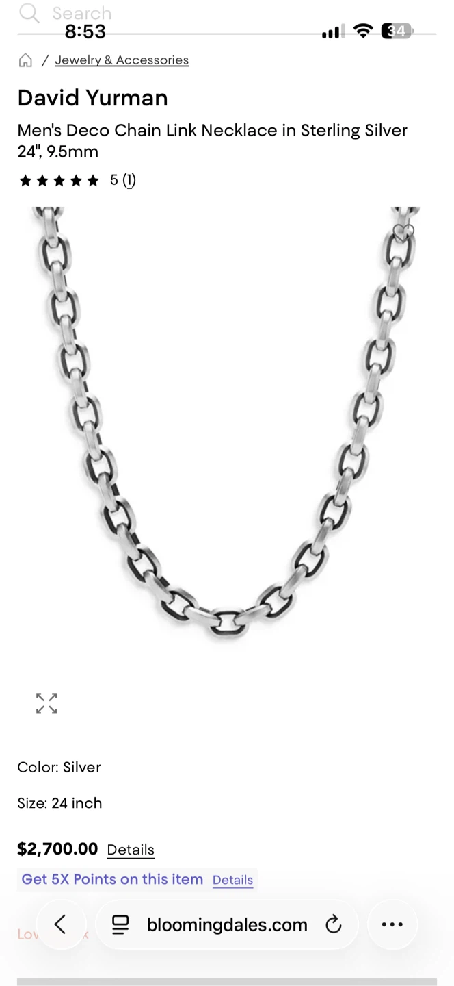 David Yurman Sterling Silver Chain Necklace with Horn Pendant - photo 3
