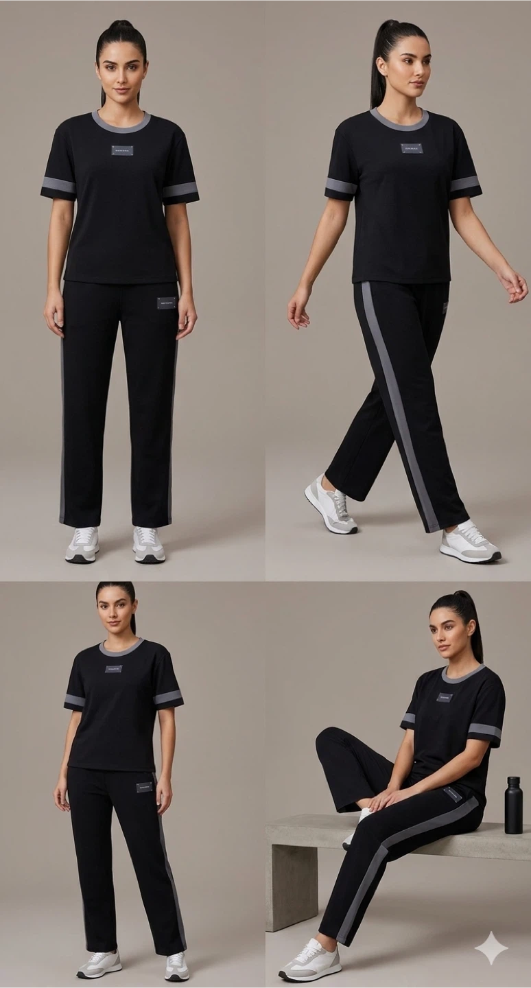 KUNYUEFA Black & Grey Tracksuit Set - Size Medium