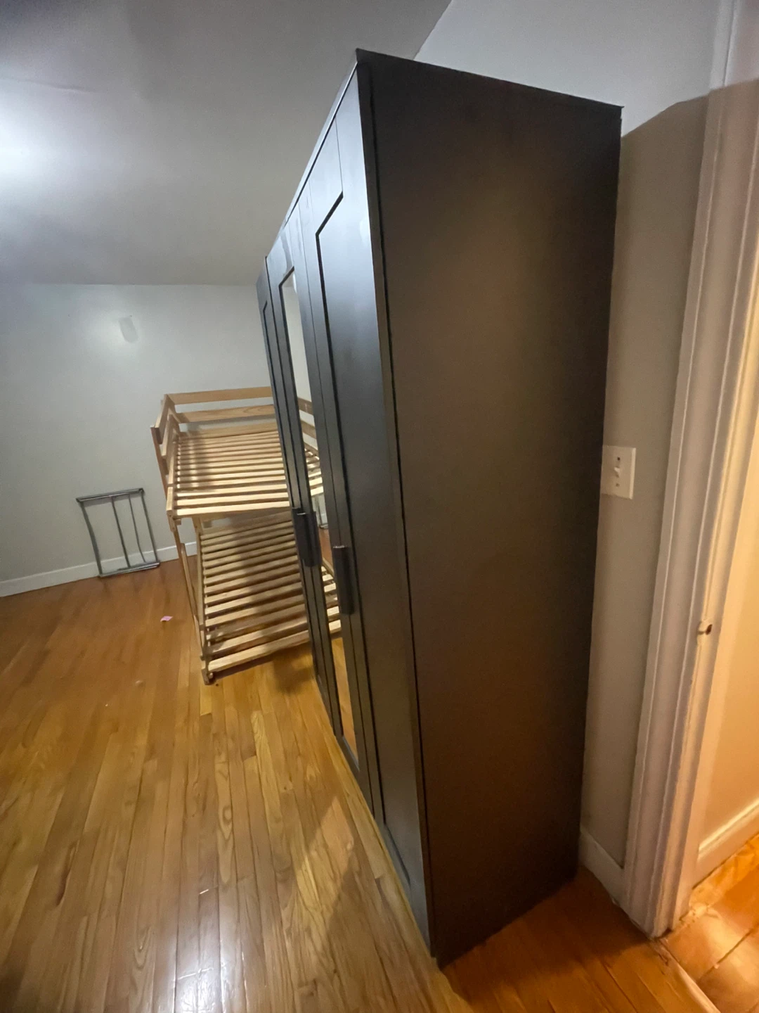 Black 3-Door Wardrobe with Mirror - photo 4