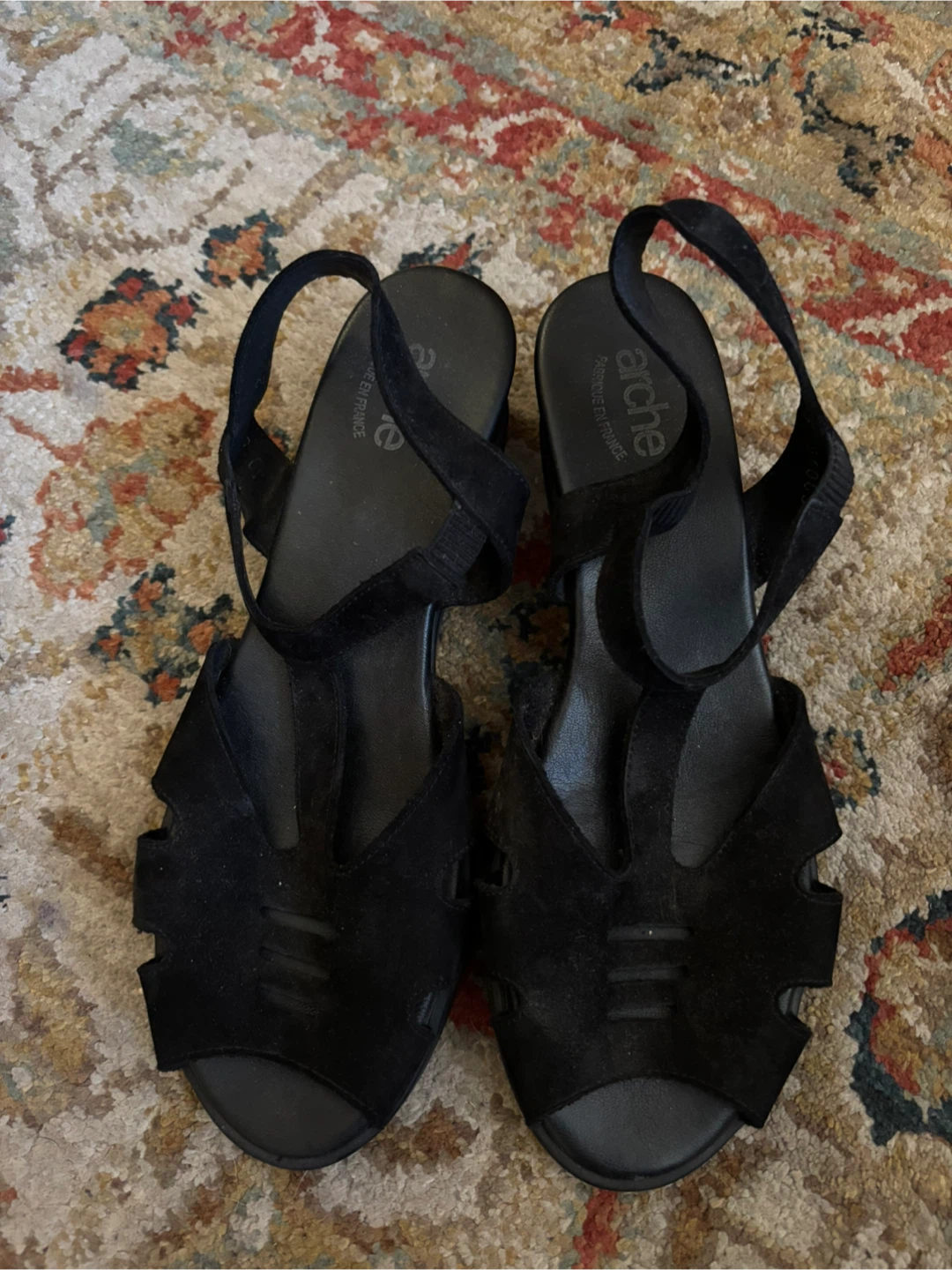 Arche Black Suede Sandals