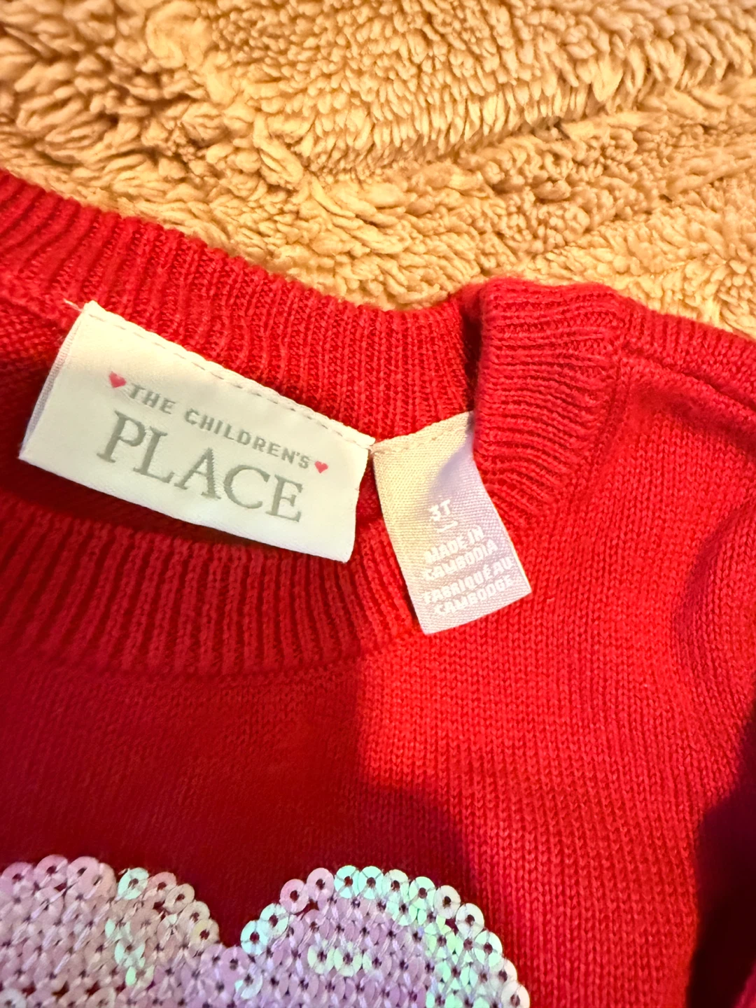 The Children's Place Red LOVE Sequin Sweater Dress Size 3T - photo 2