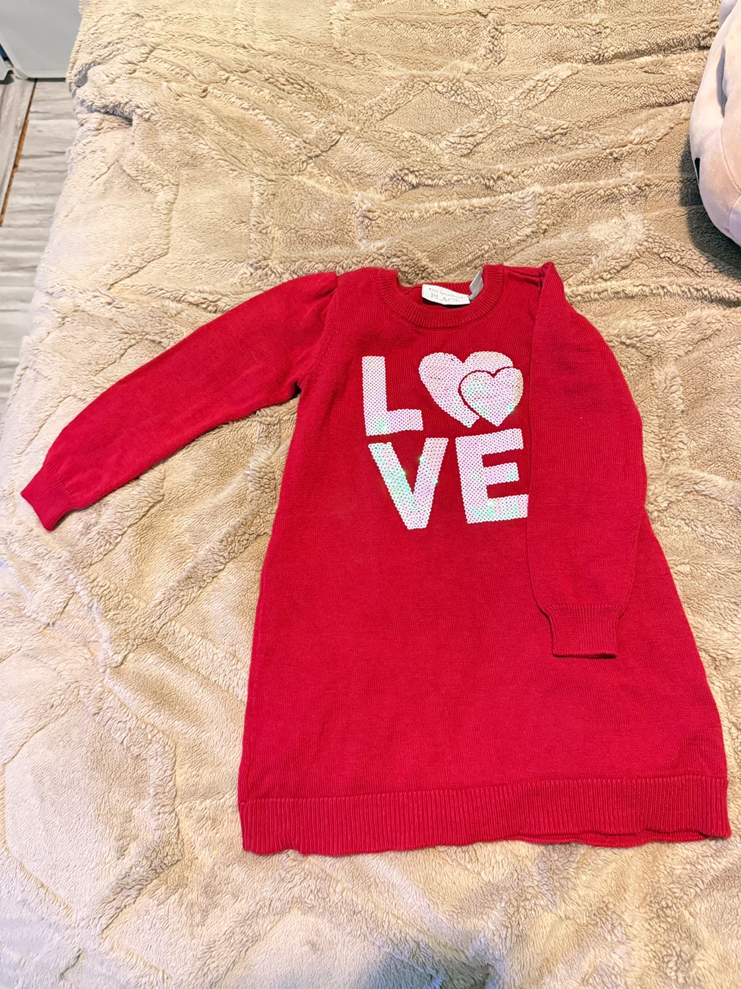 The Children's Place Red LOVE Sequin Sweater Dress Size 3T