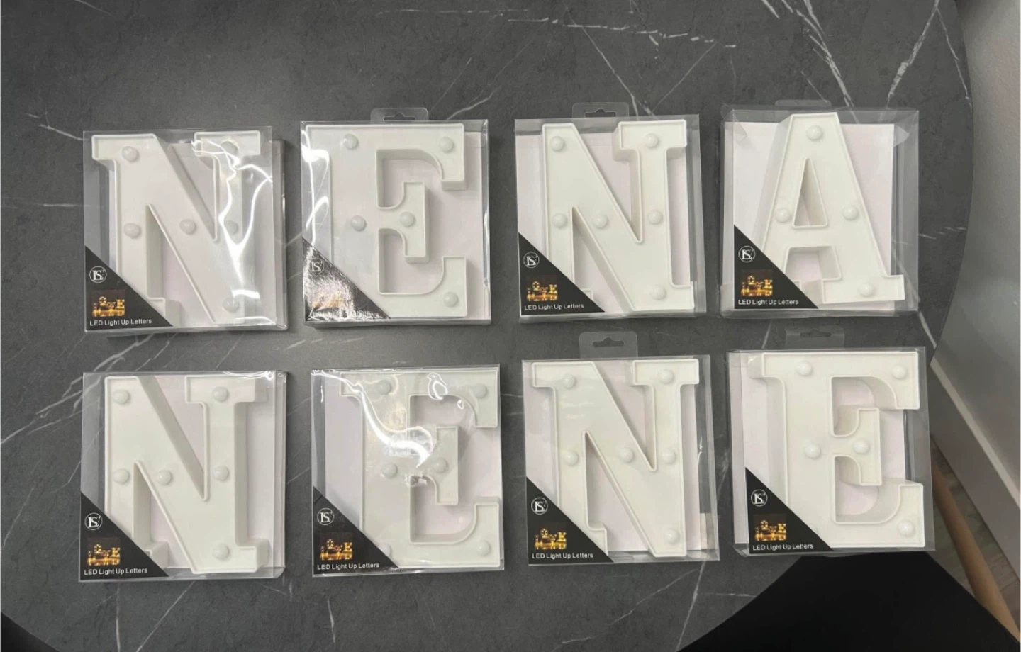 White LED Light Up Letters - N, E, N, A